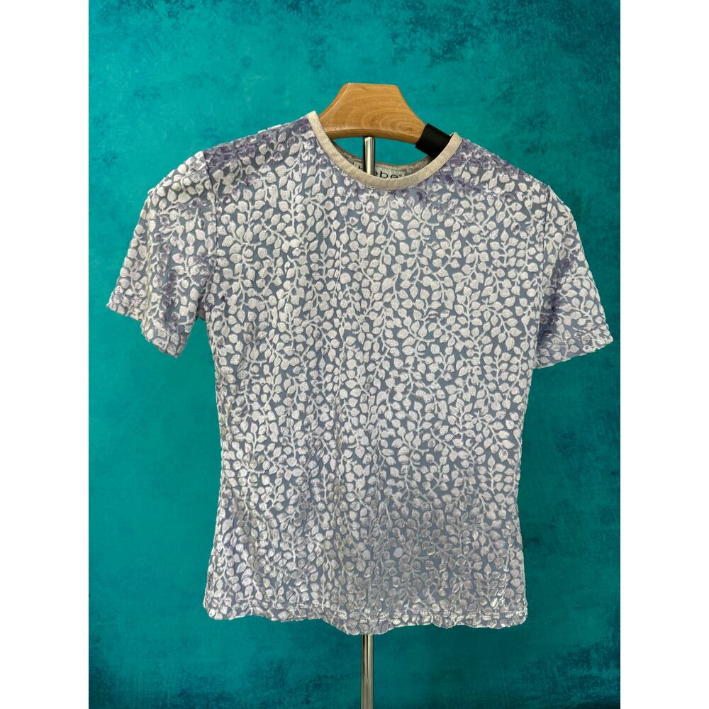 bebe Paris Made in France Lavender Leaf Print Knit Top Size 2